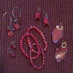 Jewelry set; 4 earrings and 3 bracelets..